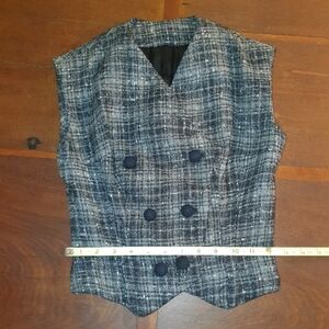 Vintage 40s Women's Gray Plaid Double-Breasted Vest